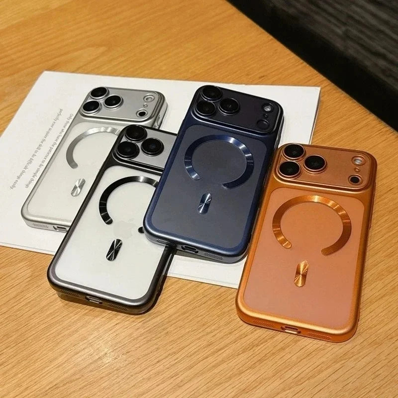 Luxury Matte Magnetic Transparent Phone Case for iPhone 17 16 15 Pro Max 17 Air Bumper Back Cases Cover