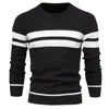High Quality Wholesale Winter Hot Selling Men Clothes Casual Warm Stripe Pullovers Basic Slim Plus Size Sweaters