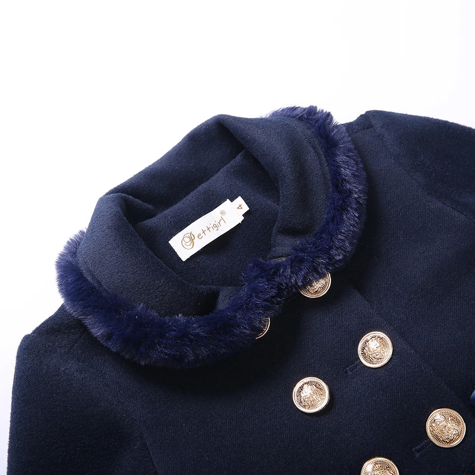 Wholesale Pettigirl New Children's Kids Winter Fur Jacket Clothes Child Girls Red Coat with Lace Size  From 2 to 12Y Outfit 2024