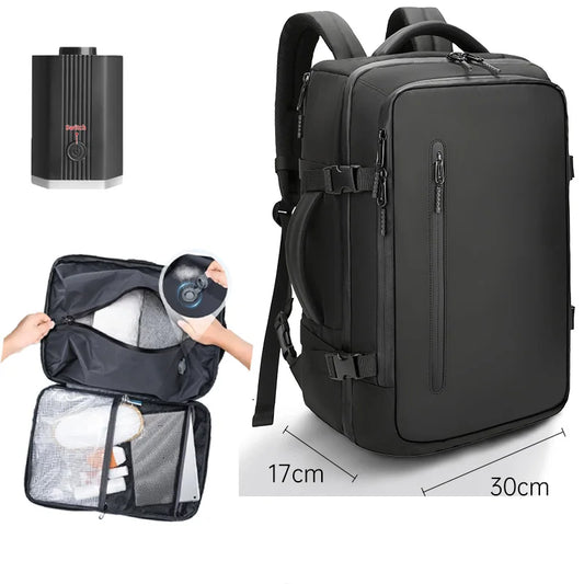 Built-In Compression Storage Vacuum Travel Bag Business Zippered Strap Zippered Letter Design Complements Laptop Backpacks