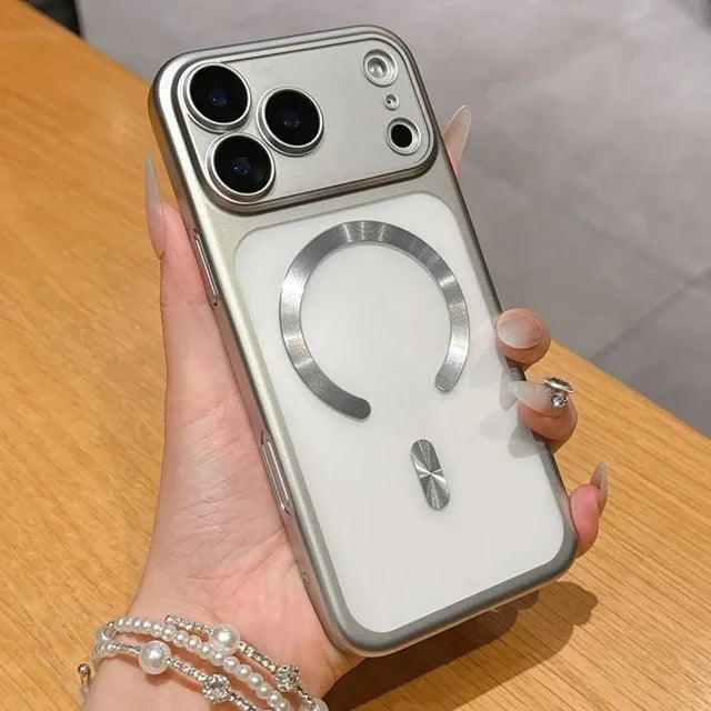 Luxury Matte Magnetic Transparent Phone Case for iPhone 17 16 15 Pro Max 17 Air Bumper Back Cases Cover