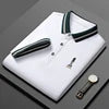 ANSZKTN Men Summer High-quality Men's Lapel T-shirt Light Business Casual Short Sleeve Embroidery Series POLO Shirt