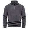 Men's Plaid 1/4 Quarter Zip Polar Fleece Pullover Sweatshirt Winter Stand Hoodies Tops Pocket Plain Dyed Color Block Design