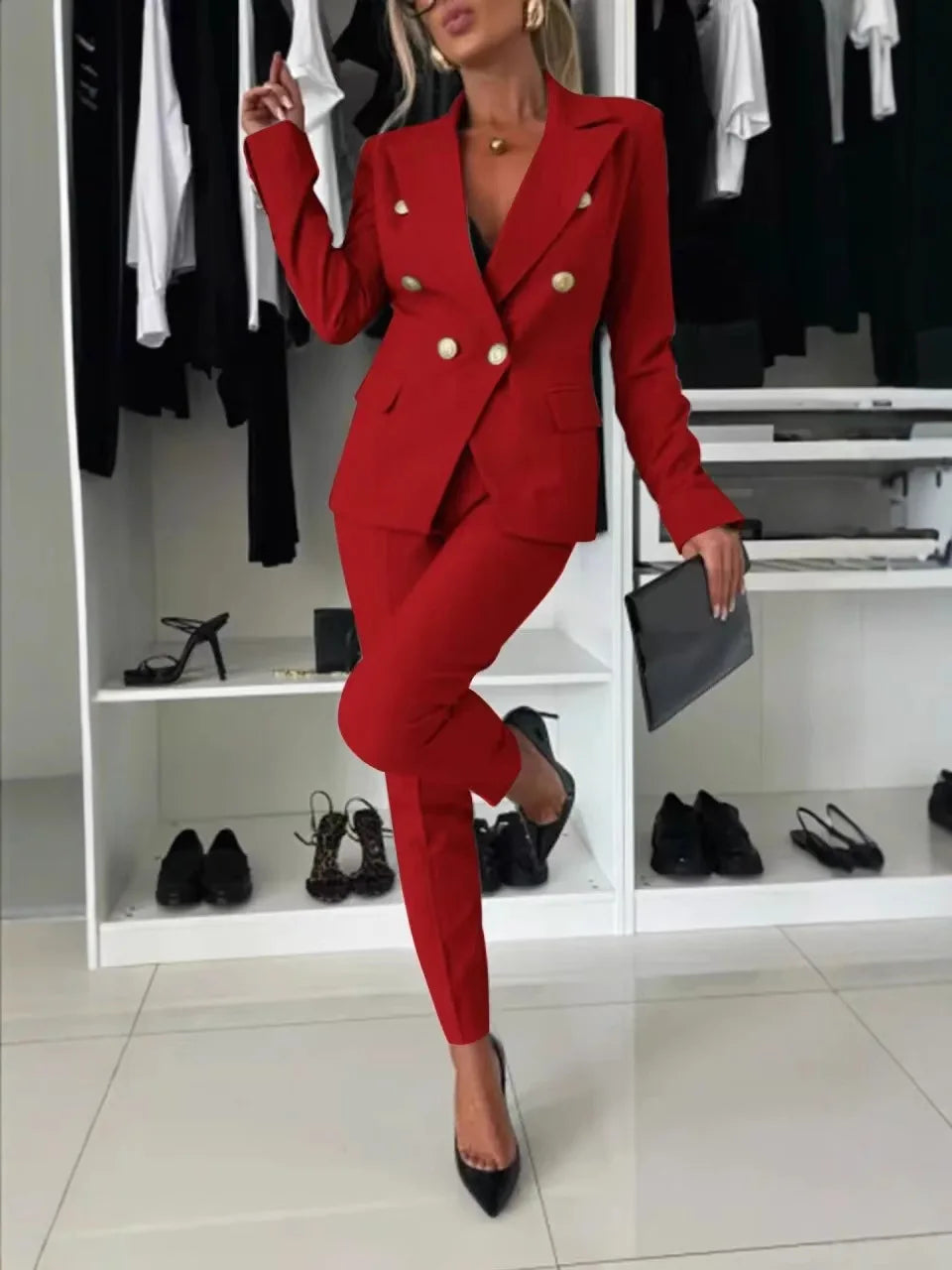 Full Length Regular Fit Women Blazer Set Hot Sale Temperament Slim Fit Suit Jacket