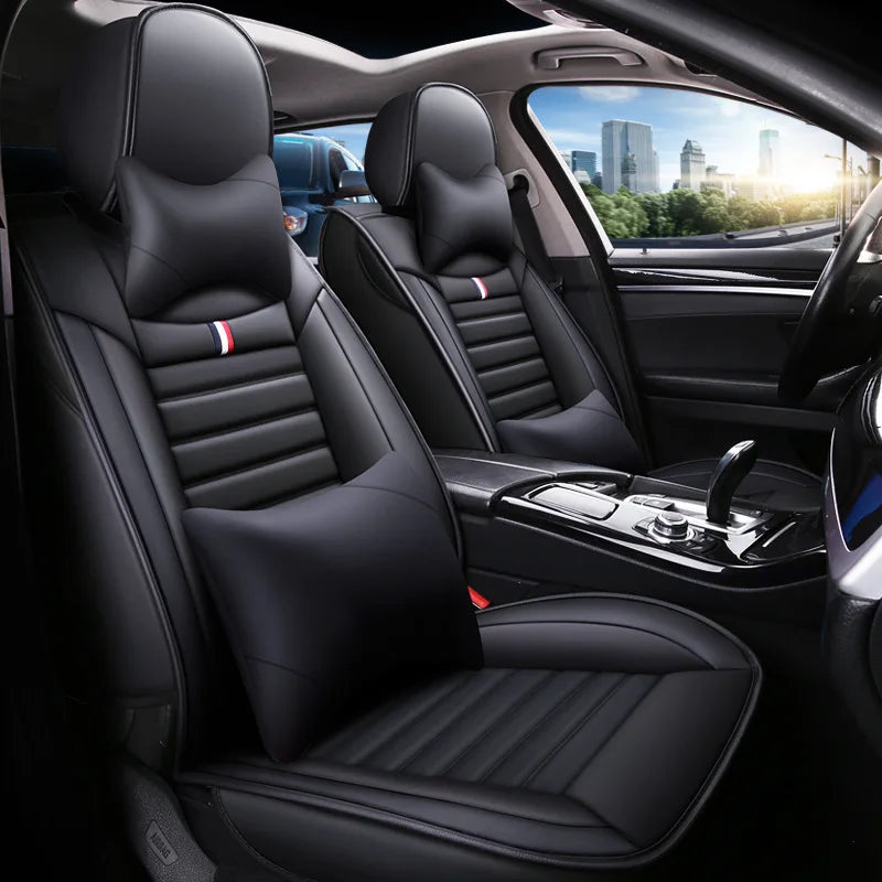 car seat cover Five-seat Universal Leather Car Seat Cushion Cover Full-Enclosed Wear-Resistant Durable Removable Standard Fitment