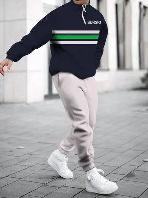 Luxury Men's Trendy Design Clothes Custom Fashionable Knitted Casual Versatile Sportswear Autumn and Winter Man Set Clothes