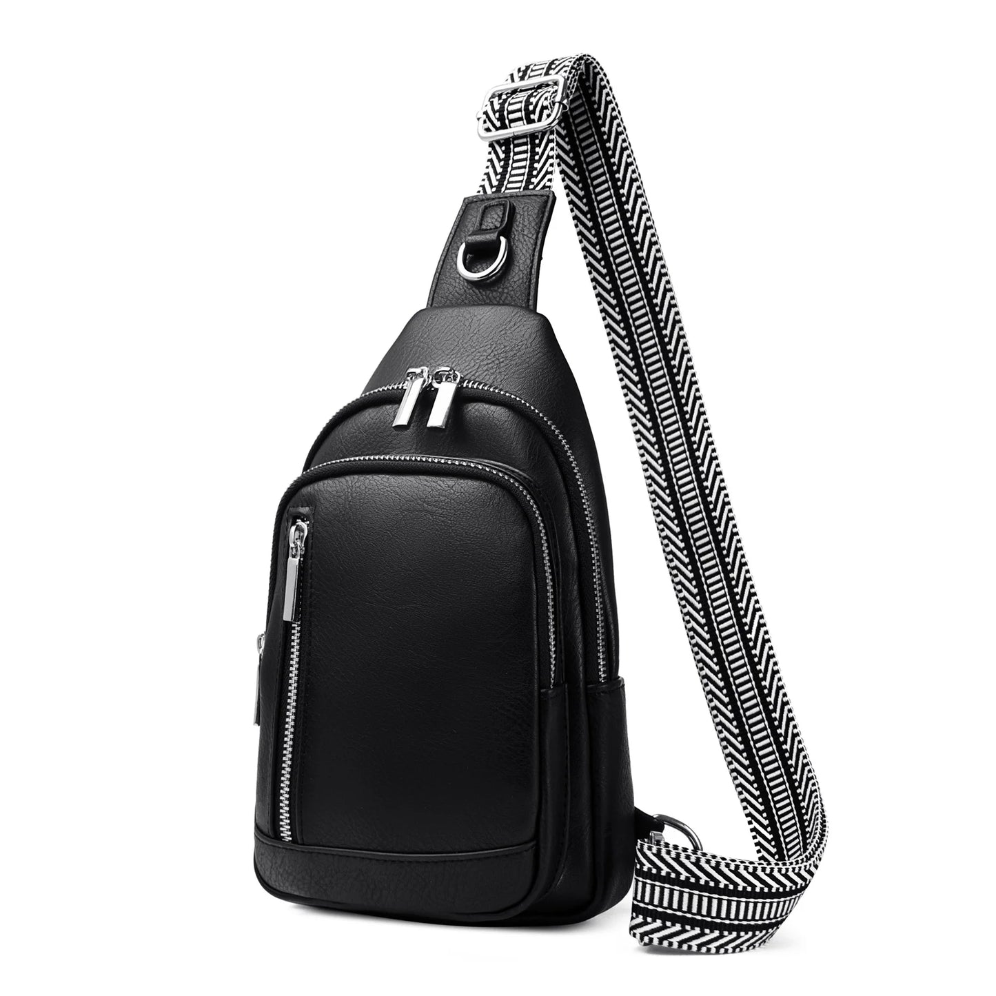 OEM Women's Vintage PU Leather Crossbody Fanny Pack Multifunctional Sling Chest Waist Bag for Travel Fashionable Lady National