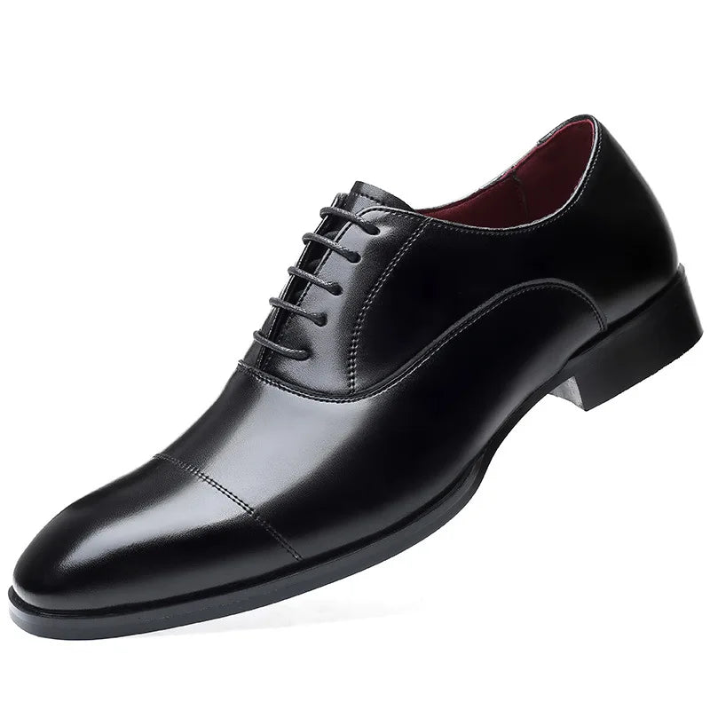 Pure Cow Cushioning & Breathable Loafers Style Leather Formal Material Fashion Men Genuine Height Increasing Dress Shoes