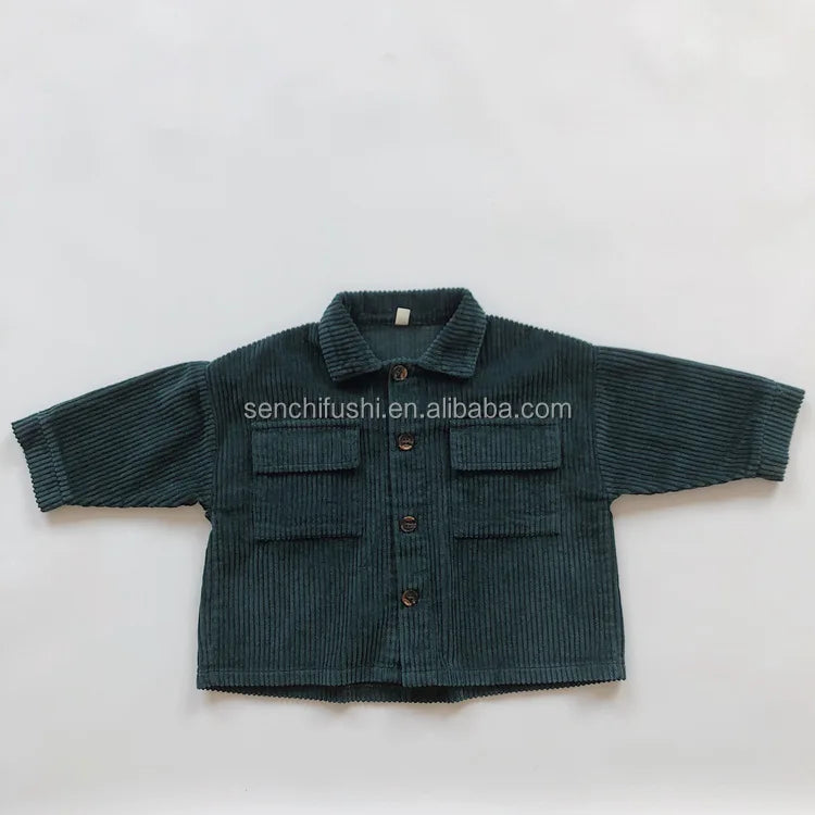 D301 Children's Coat Spring and Autumn New Korean Version of Retro Foreign Style Printed 100% Cotton Cardigan for Boys and Girls