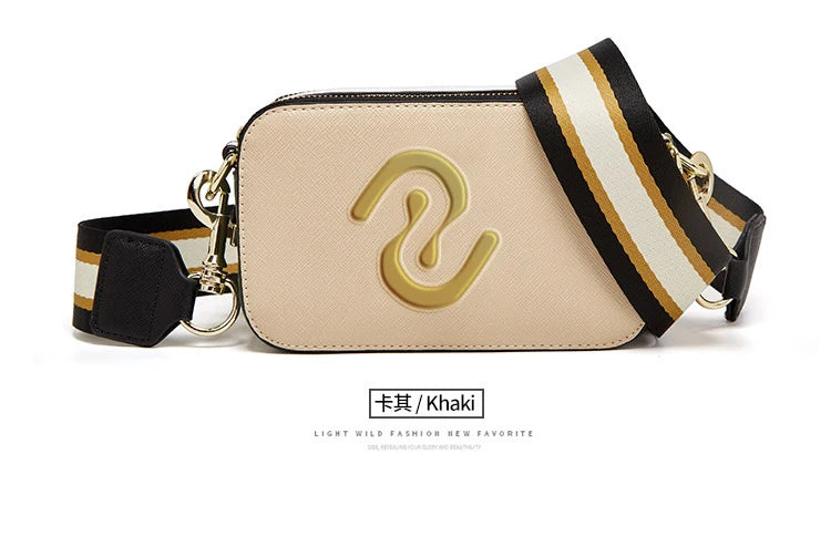 New Fashion Camera Bag Hand Woven Wide Shoulder Strap Crossbody Fashion Temperament Bag Large Capacity Small square Bag