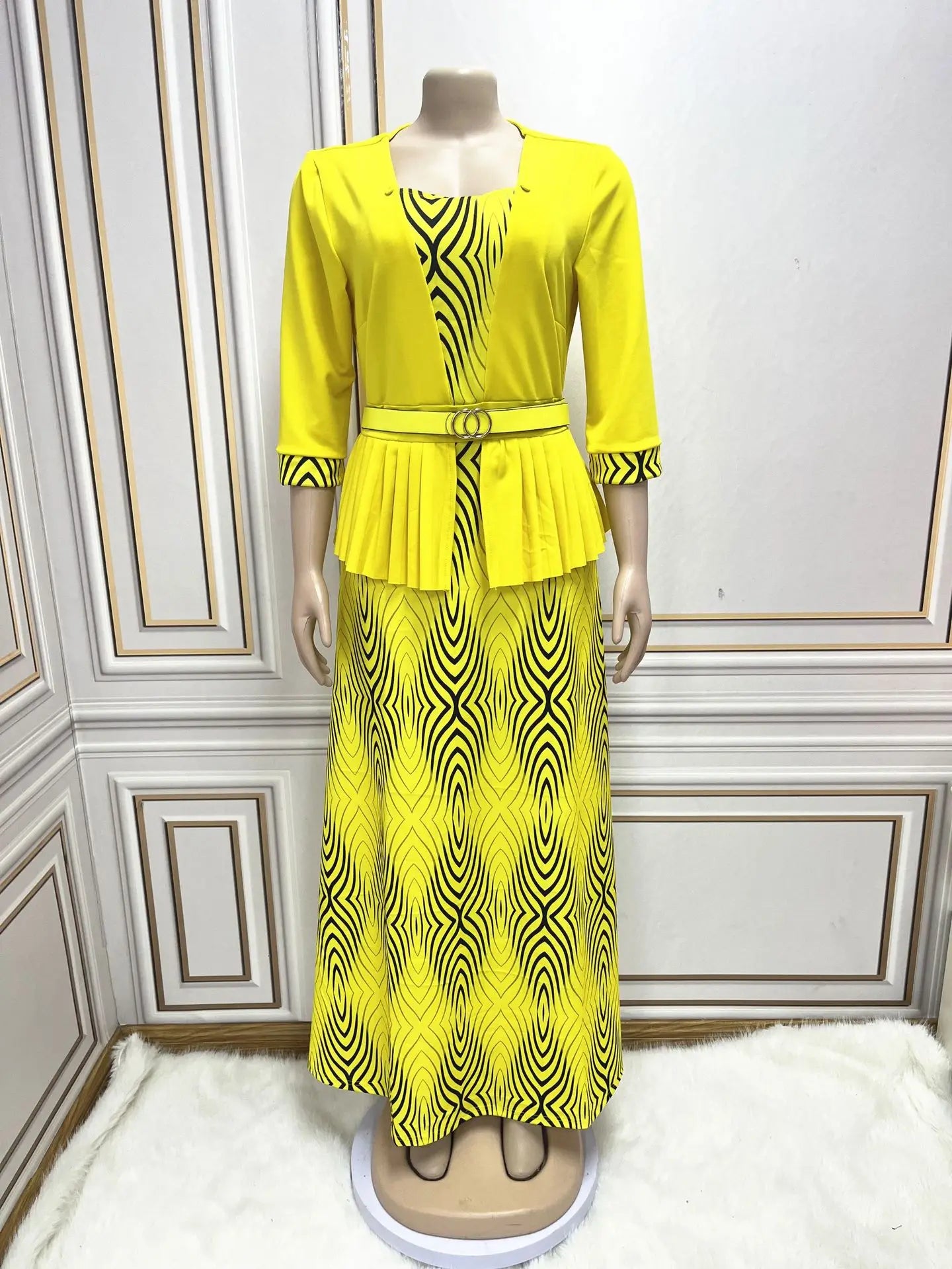 2023 New Classy Africa Design Women Dress 2 Pcs Suit Coat and Dress Office Suits Women Good Quality Printed Dress With Coat
