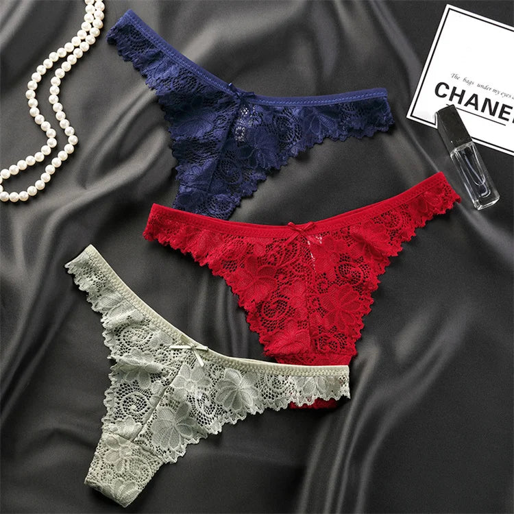 New Breathable Low Waist Sexy Lace Thong Comfortable Cotton Crotch Women's Underwe