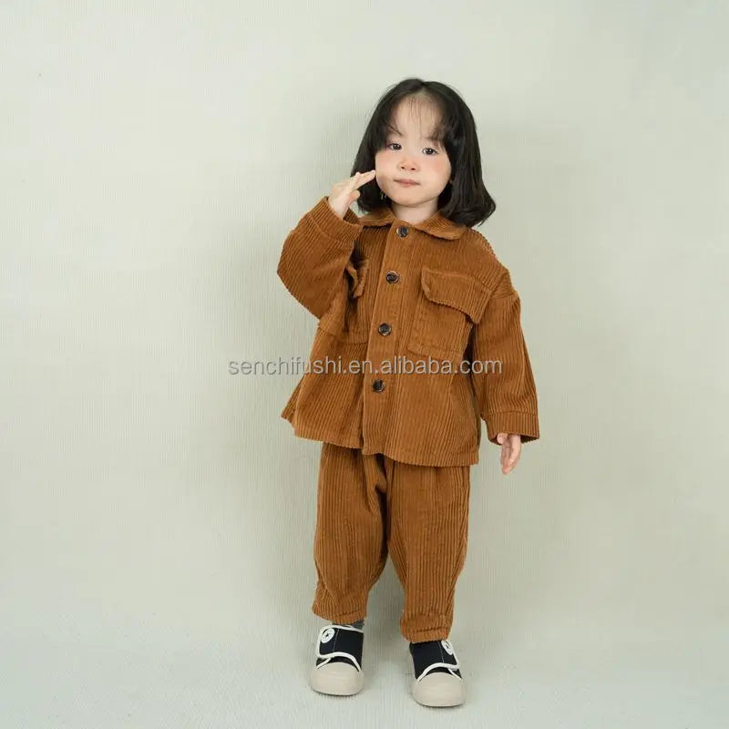 D301 Children's Coat Spring and Autumn New Korean Version of Retro Foreign Style Printed 100% Cotton Cardigan for Boys and Girls