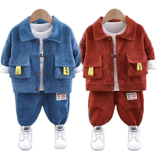 Boys' Little Suit Three Piece Set Baby Spring and Autumn New British Dress Children's Wear