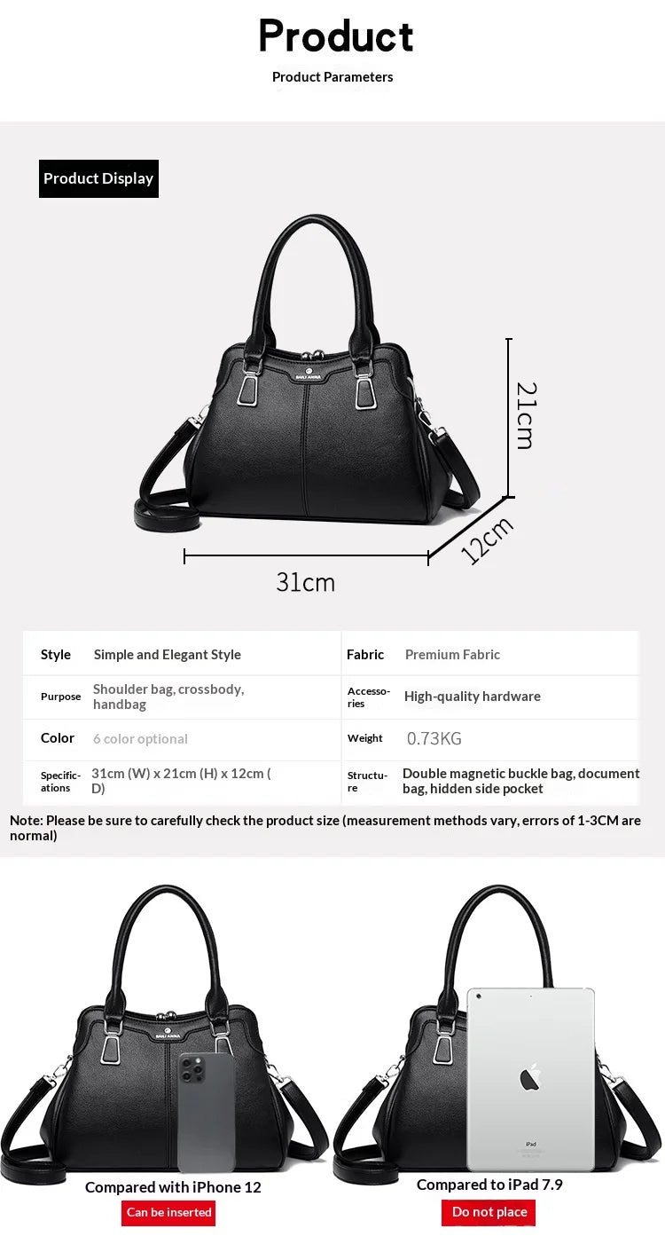 New High-End PU Fashion Women's Casual Tote Crossbody Bag with Zipper Closure Versatile Daily Use