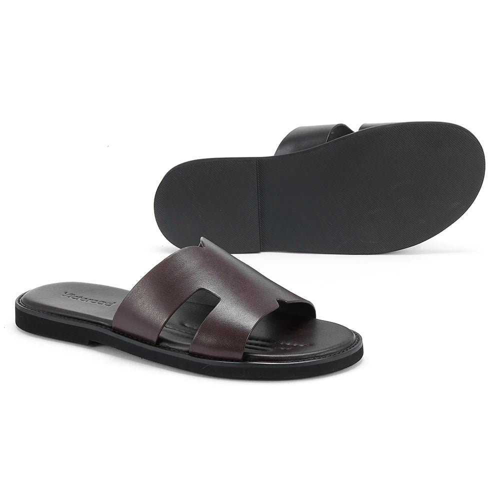 2025 Elegant Men's Calf Leather Non-slip Slippers Top Grade Cowhide Vamp Soft Comfortable Breathable Mens Daily Sandals Shoes