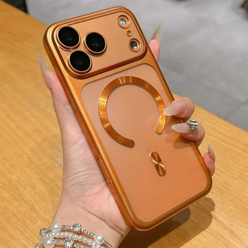 Luxury Matte Magnetic Transparent Phone Case for iPhone 17 16 15 Pro Max 17 Air Bumper Back Cases Cover