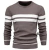 High Quality Wholesale Winter Hot Selling Men Clothes Casual Warm Stripe Pullovers Basic Slim Plus Size Sweaters