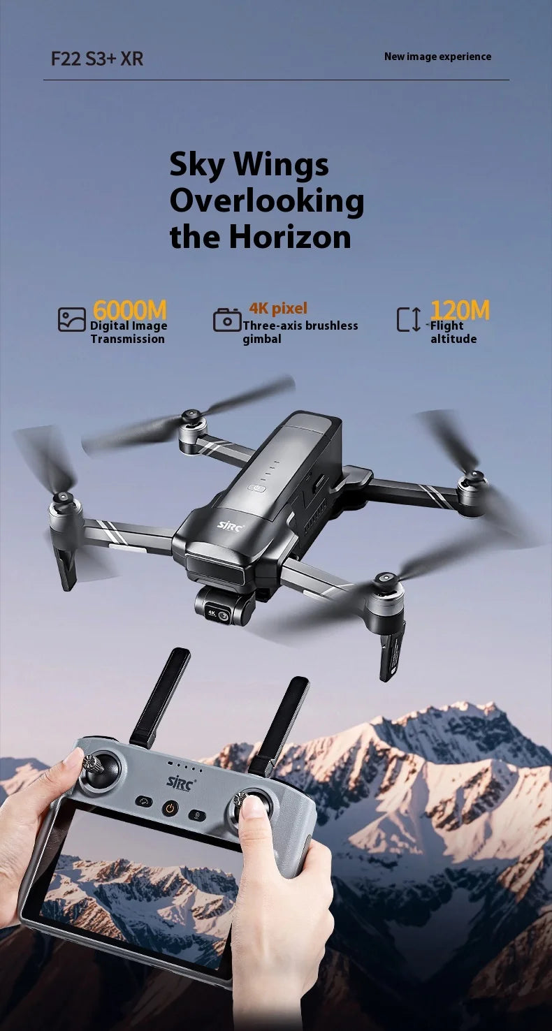 SJRC F22 S3 XR 4K GPS 5G Quadcopter with Screen Remote Control DRONES 3-Axis Gimbal 6KM Repeater FCC EIS HD Camera Drone