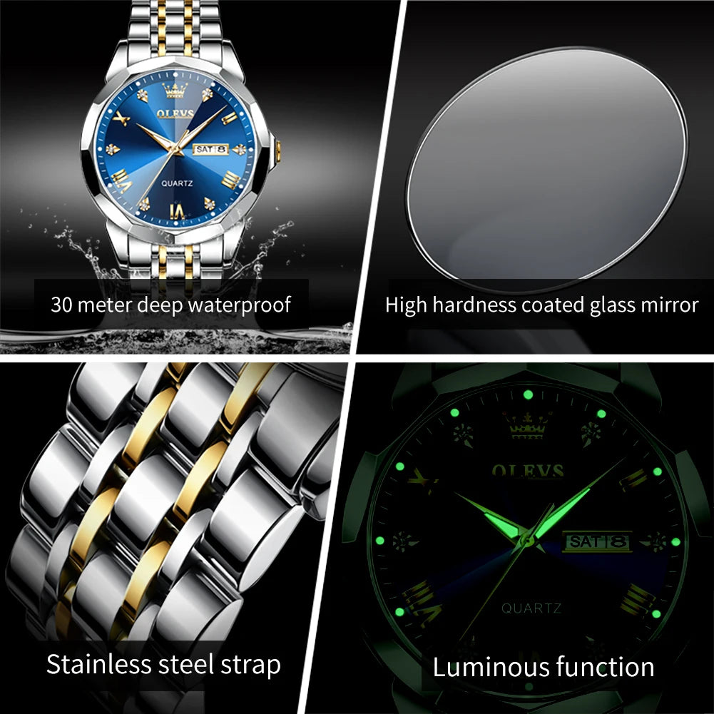 OLEVS 9931 Custom Oem logo Business Watch Luxury Men's Watch Waterproof Luminous Quartz Classic Steel  Watches for Men