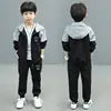 Autumn and Spring New Style Boys' Casual Sports Two-Piece Hooded Cardigan Sweatshirt Jacket Set for Kids