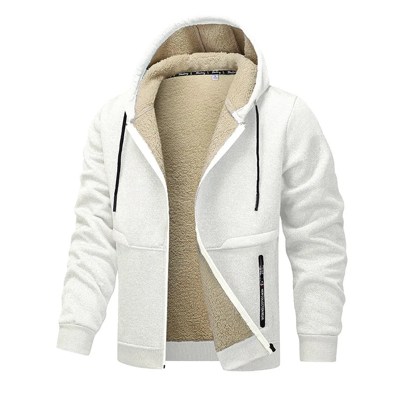 2025 Autumn Winter New Fleece Thick Warm Zipper Coat Hoodies Cardigan Hooded European Size Lamb Fleece Casual Hoodies Sweater