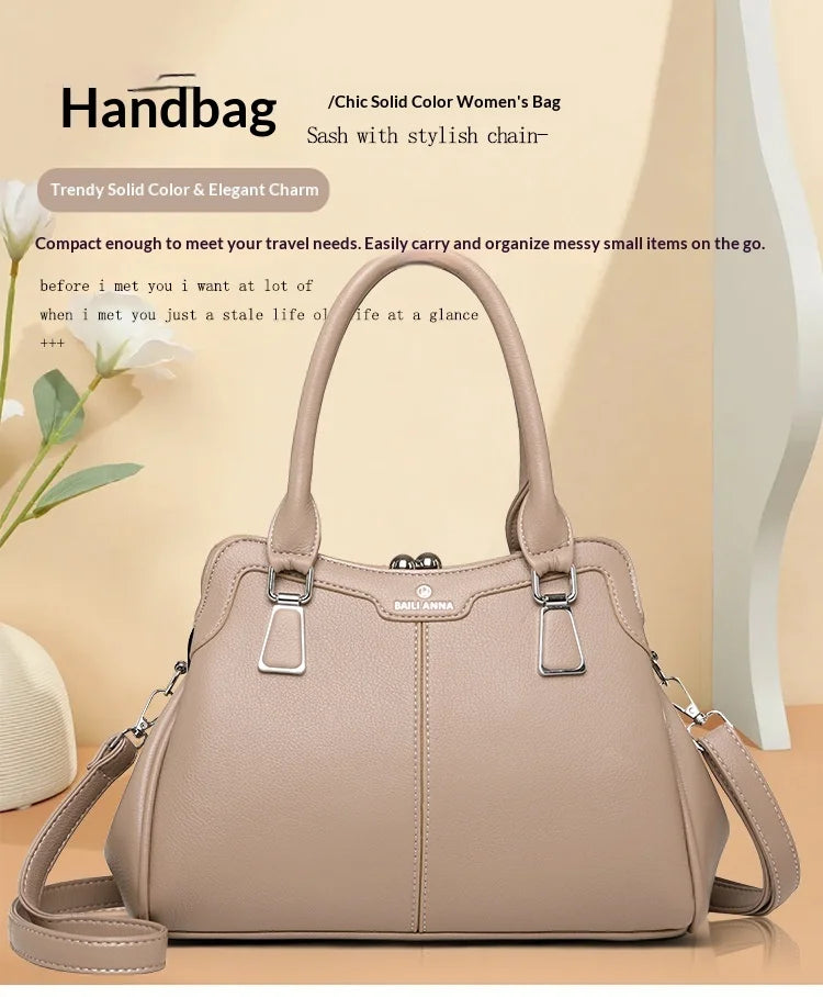 New High-End PU Fashion Women's Casual Tote Crossbody Bag with Zipper Closure Versatile Daily Use