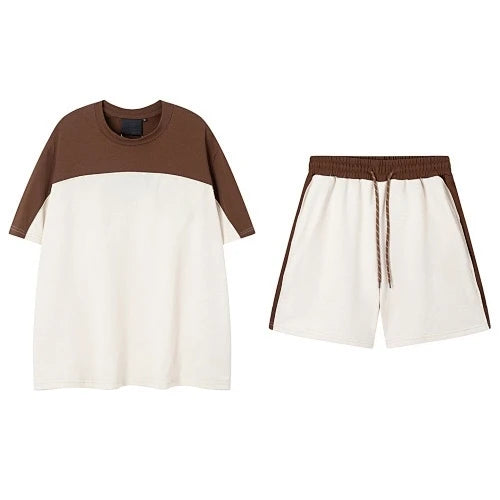 High End Men's Sports Suit with Luxurious Designer Style, Simple and Fashionable Cotton Short Sleeved Shorts Sports Suit