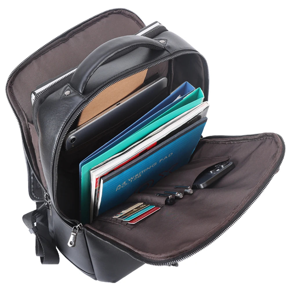 2025 England Genuine Leather Laptop Backpack Softback Business Bag Men Women Black Fashionable Computer School Backpack