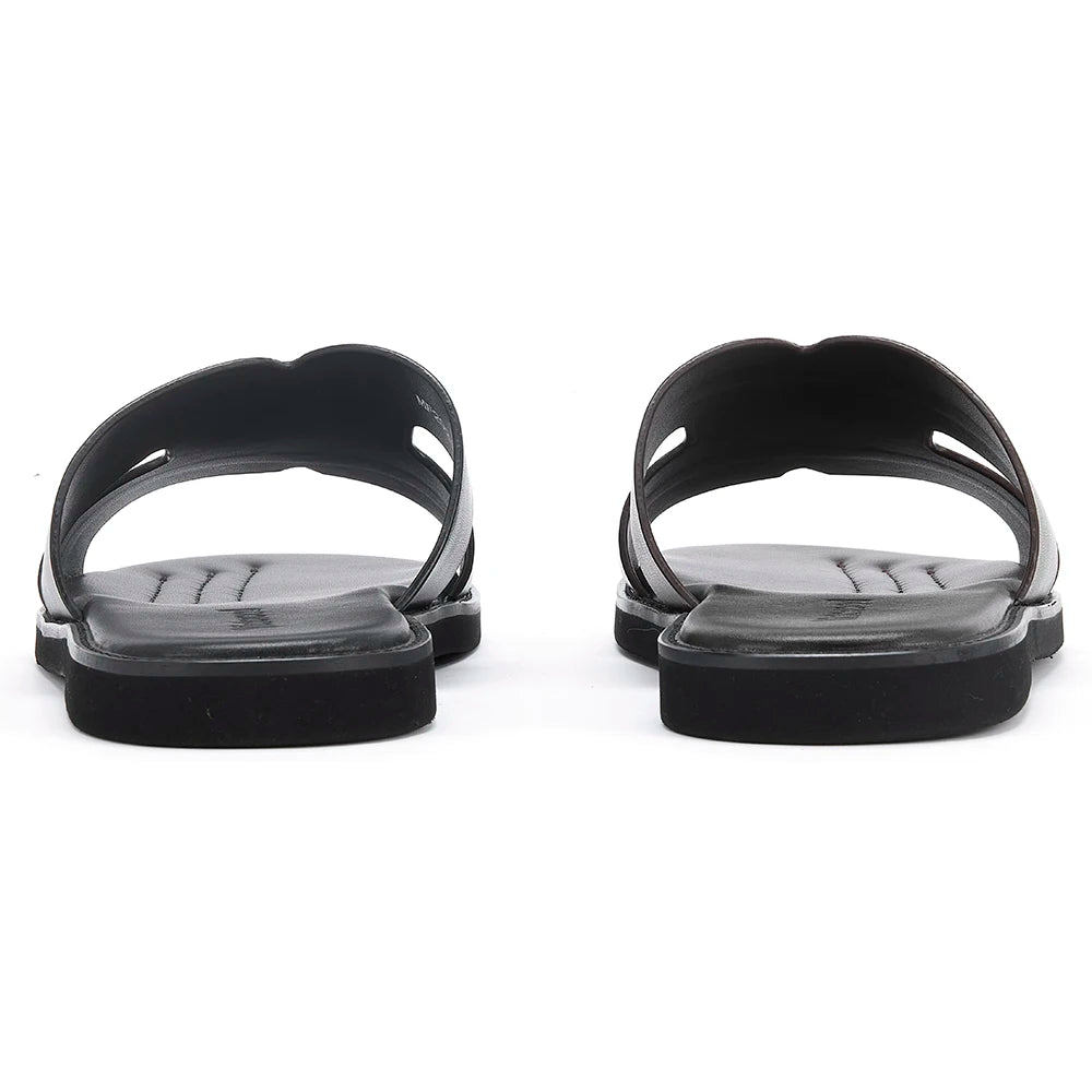 2025 Elegant Men's Calf Leather Non-slip Slippers Top Grade Cowhide Vamp Soft Comfortable Breathable Mens Daily Sandals Shoes
