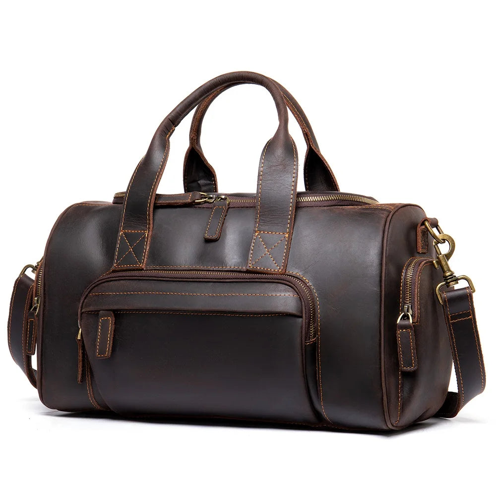 Westal Vintage High Quality OEM Genuine Leather Luggage  Men Large Computer Travel Bags for Men