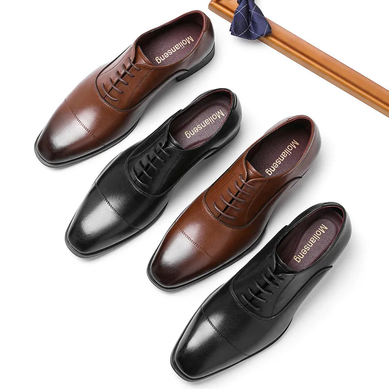Pure Cow Cushioning & Breathable Loafers Style Leather Formal Material Fashion Men Genuine Height Increasing Dress Shoes