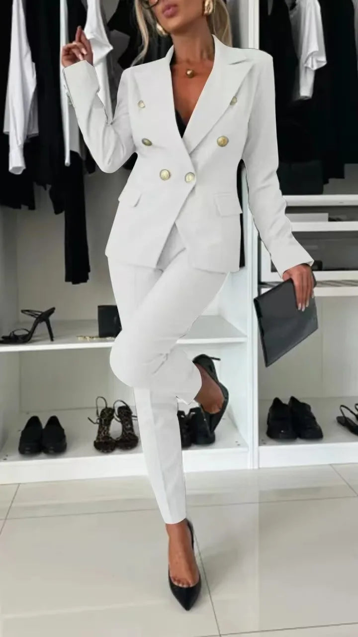 Full Length Regular Fit Women Blazer Set Hot Sale Temperament Slim Fit Suit Jacket