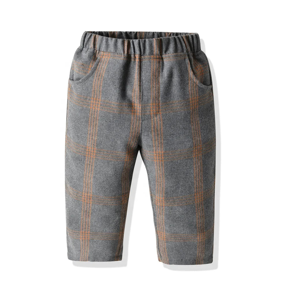 Kids Outdoor Fashion Clothes Sets Autumn Winter Long Shirt with Pants Luxury Children Boys Gentleman Clothes Sets