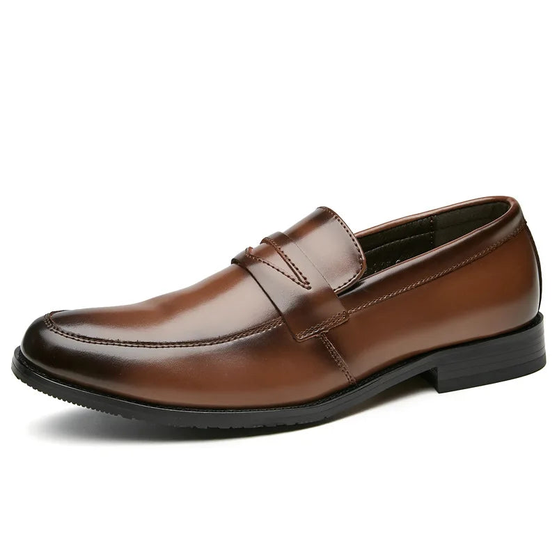 Men's Dress Shoes Comfortable Classic Genuine Leather Retro Shoes Anti-Slip for Spring Winter Business Casual Wear