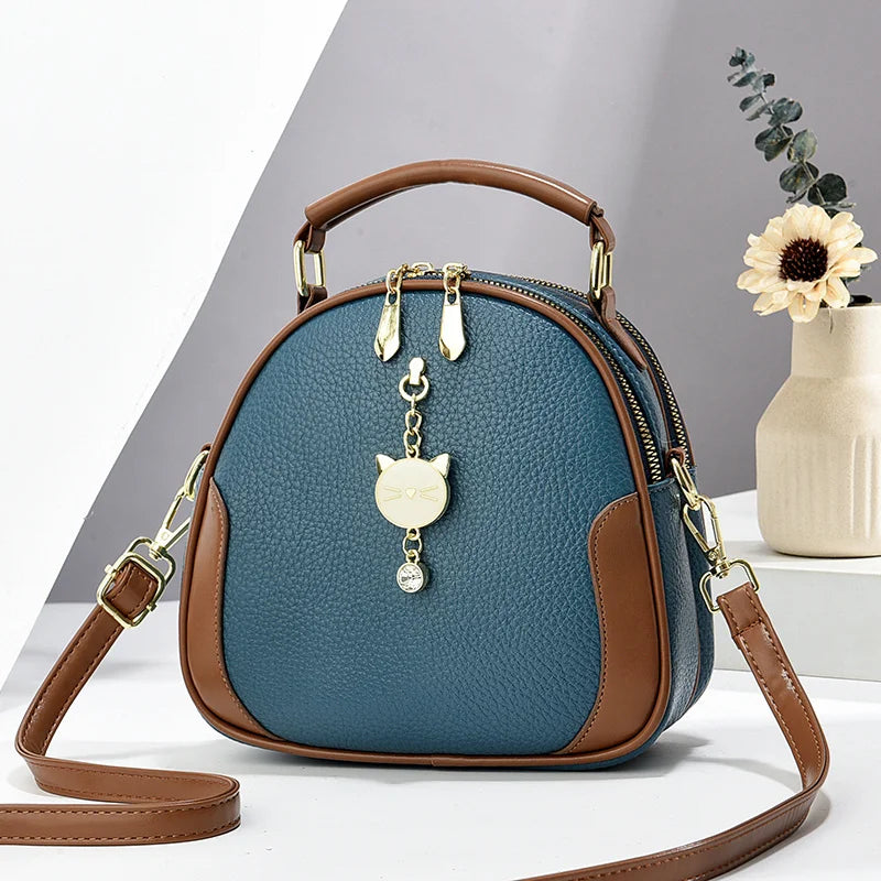 Manufacturer's Trendy Large Capacity Womens Handbag Casual Multi-Layer with Rivet Decoration Low Price Zipper Closure