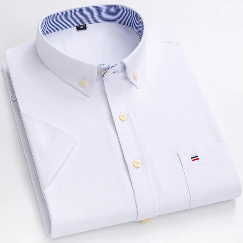 Men's Casual Cotton Linen Knitted Yarn Dyed Short-Sleeved Shirt New Generation Summer Collection Breathable Sweat-Absorbent