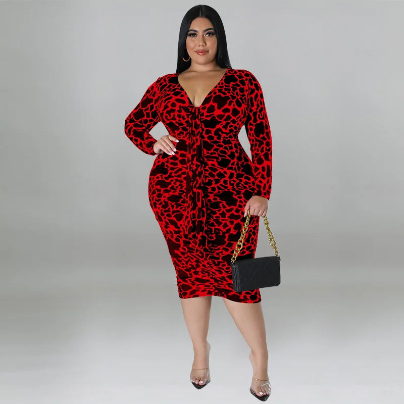 women clothes New Fall Autumn Arrivals 2022 High Quality Leopard Print Slim Fit Fashion Plus Size Women's Dress