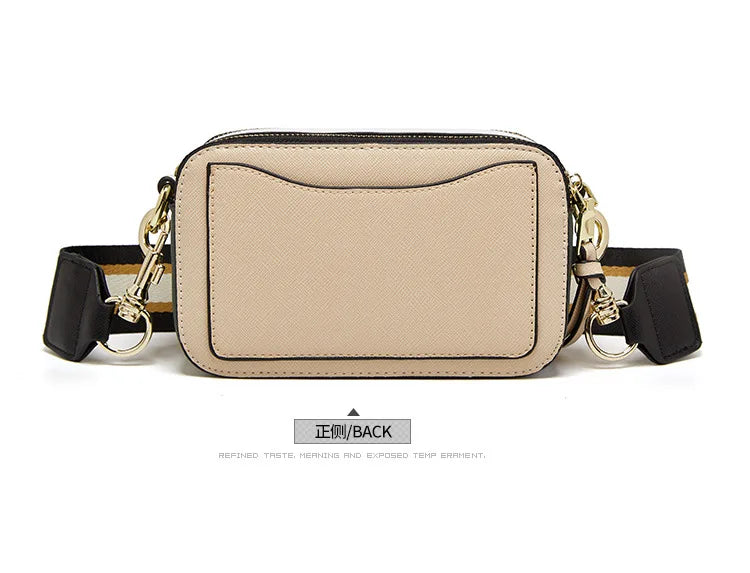New Fashion Camera Bag Hand Woven Wide Shoulder Strap Crossbody Fashion Temperament Bag Large Capacity Small square Bag