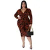 women clothes New Fall Autumn Arrivals 2022 High Quality Leopard Print Slim Fit Fashion Plus Size Women's Dress