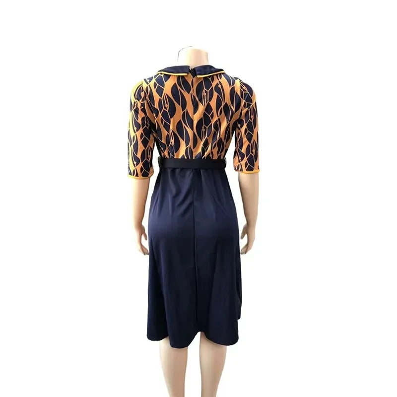 L-4XL Patchwork Pleated African Clothes Plus Size Africa Clothing Christmas Robe African Print Dresses for Women Dress