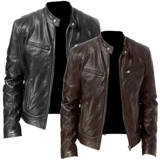 2021 Winter Fashion Motorcycle Leather Oversized Jacket Men Slim Fit Pu Leather Waterproof Warm Black studded Leather Jacket