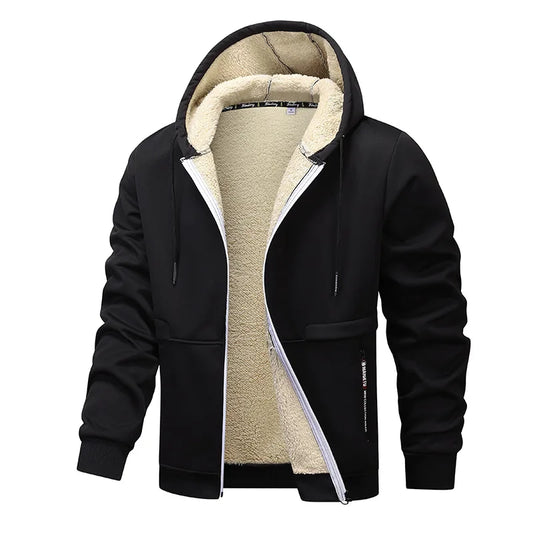 2025 Autumn Winter New Fleece Thick Warm Zipper Coat Hoodies Cardigan Hooded European Size Lamb Fleece Casual Hoodies Sweater