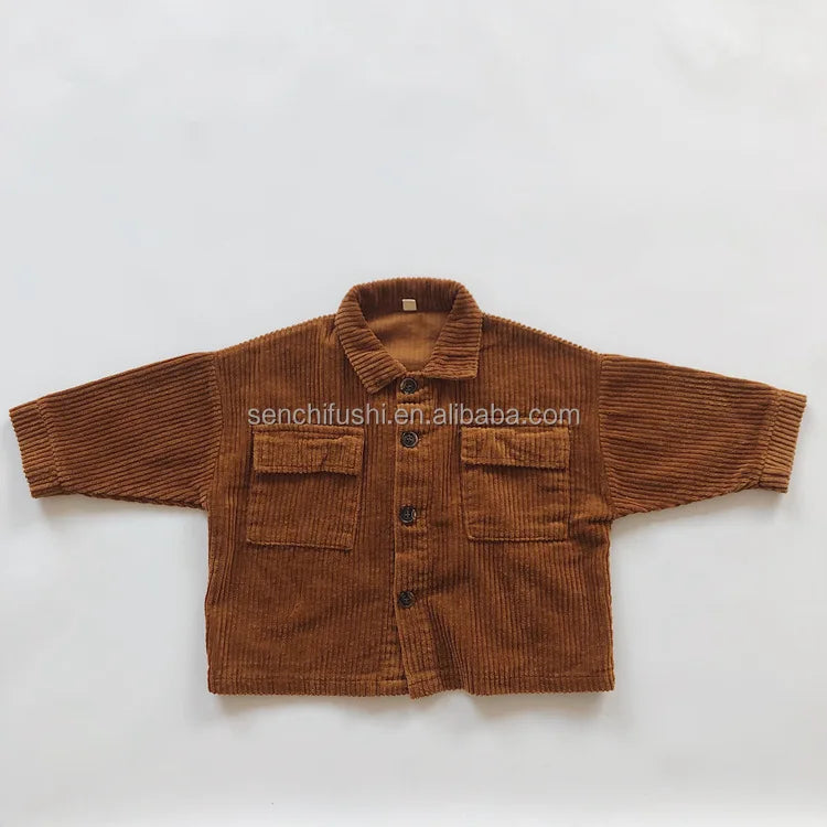 D301 Children's Coat Spring and Autumn New Korean Version of Retro Foreign Style Printed 100% Cotton Cardigan for Boys and Girls
