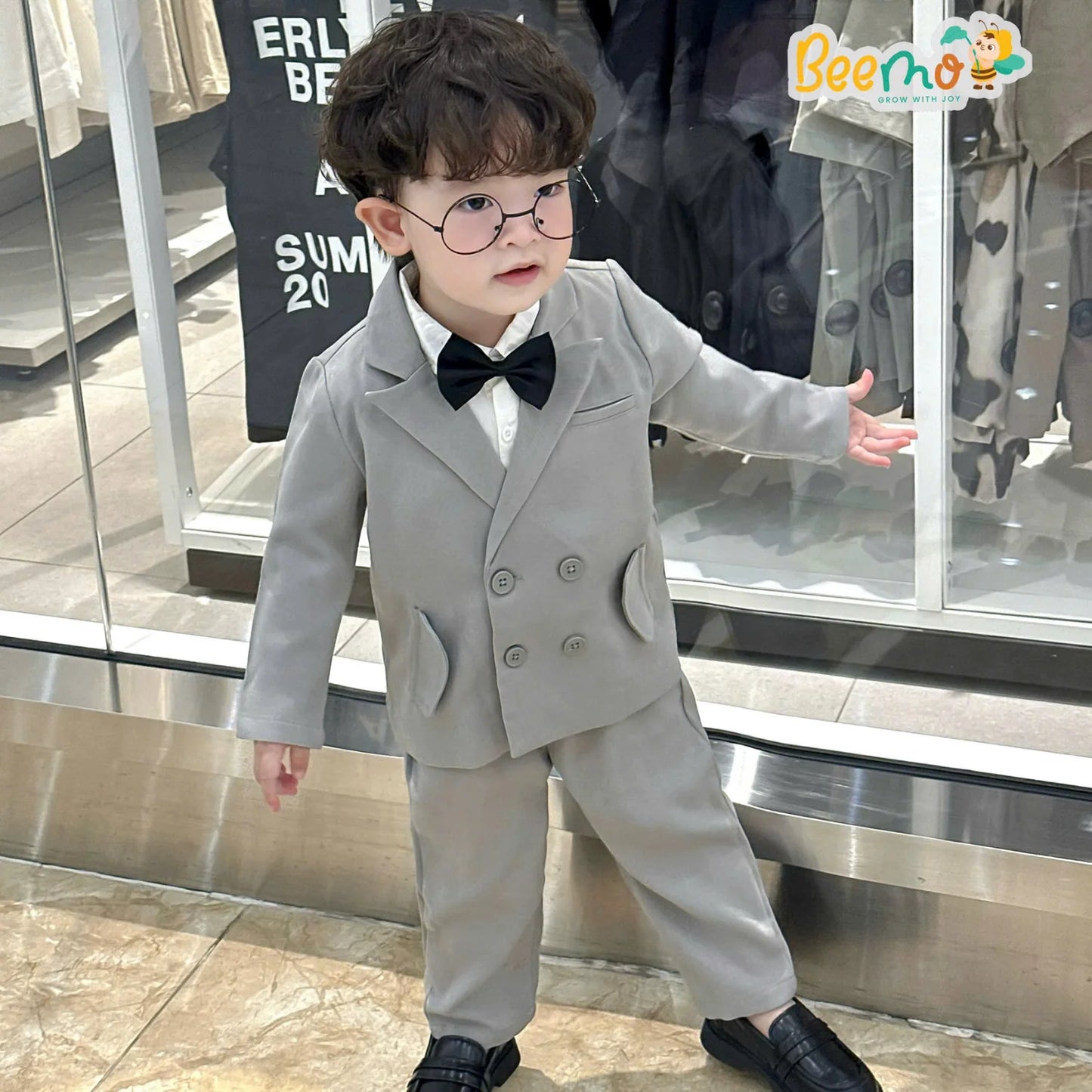 Top Selling Handsome Eco-Friendly Plaid Double-Breasted Kids Formal Set Gentleman Event Wedding Clothes for Boys Winter Toddler