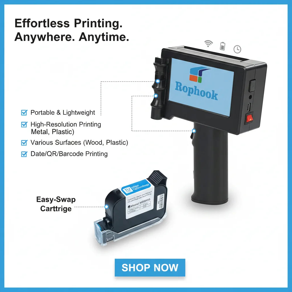 Handheld Inkjet Printer Portable Printer Gun Fast Dry 0.5 Inch Date QR Code Print on Anything Household Sealing Label Machine
