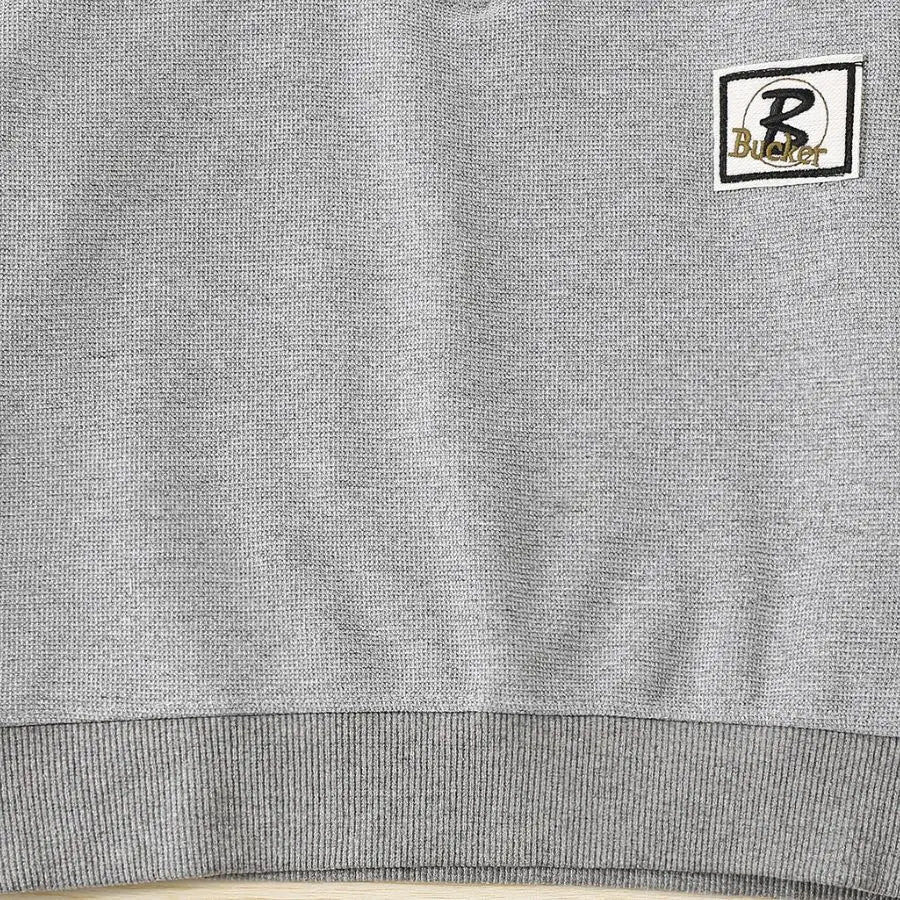 Boys Casual Pullover Sweatshirt Fake Two-Piece Design with White Collar and Gray Vest Panel Letter Patch Crew Neck Top for Kids