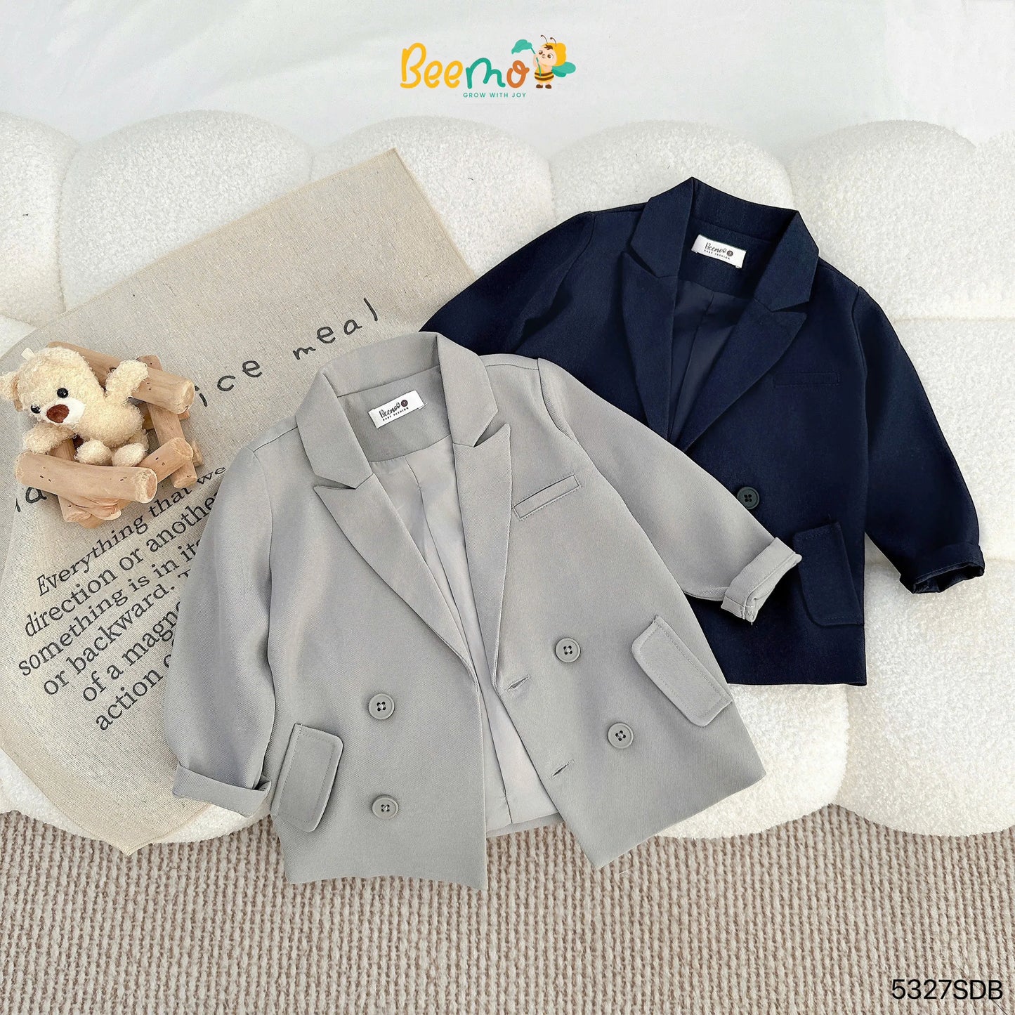 Top Selling Handsome Eco-Friendly Plaid Double-Breasted Kids Formal Set Gentleman Event Wedding Clothes for Boys Winter Toddler